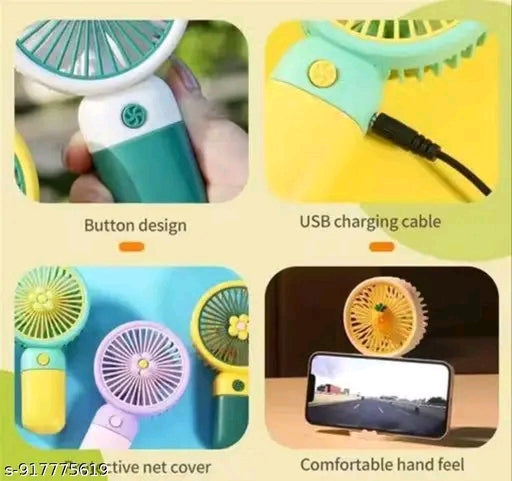 Cute Mini Portable Handheld Fan with Flower Accent – Rechargeable USB Desk Fan