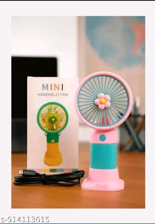 Cute Mini Portable Handheld Fan with Flower Accent – Rechargeable USB Desk Fan
